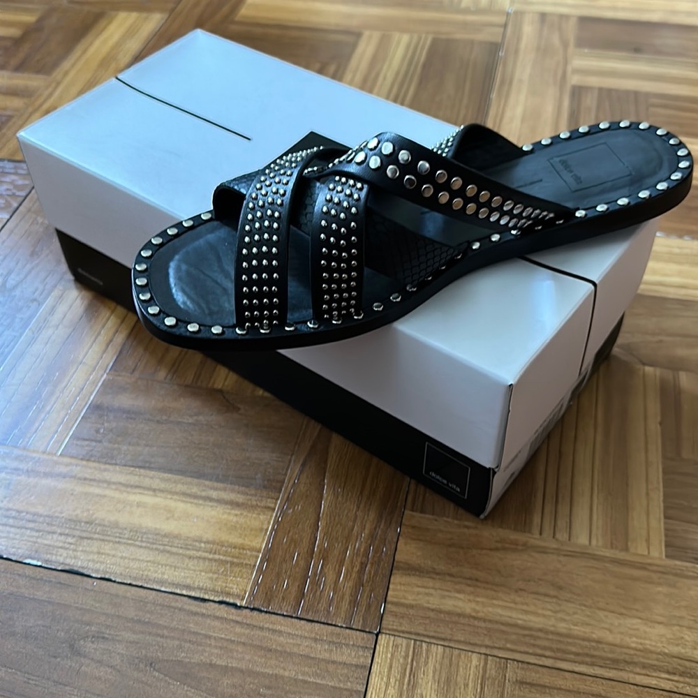 Dolce Vita Corbey Black Leather Sandals Size 8.5
